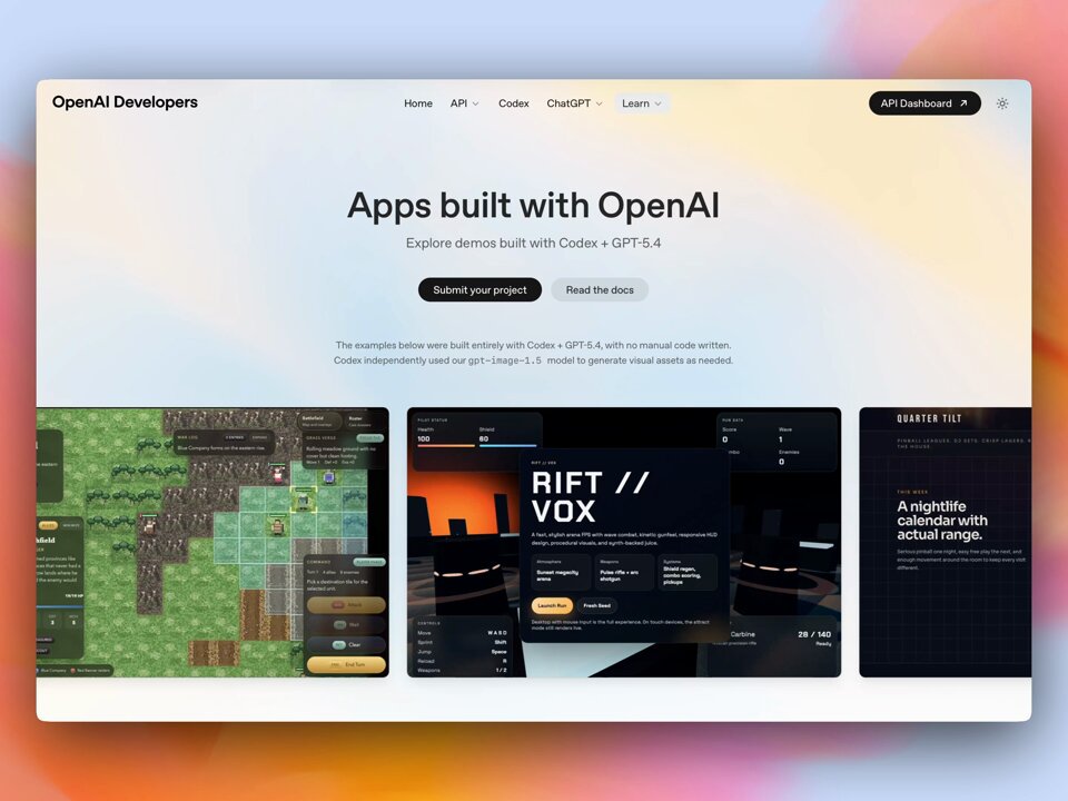 OpenAI Launches Developer Showcase of GPT-5.4 and Codex Built Apps
