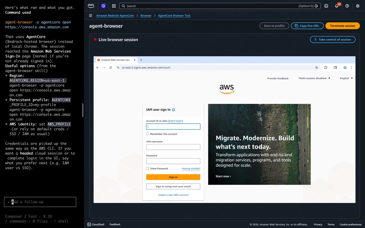 Vercel integrates AWS Bedrock AgentCore for secure cloud browser automation