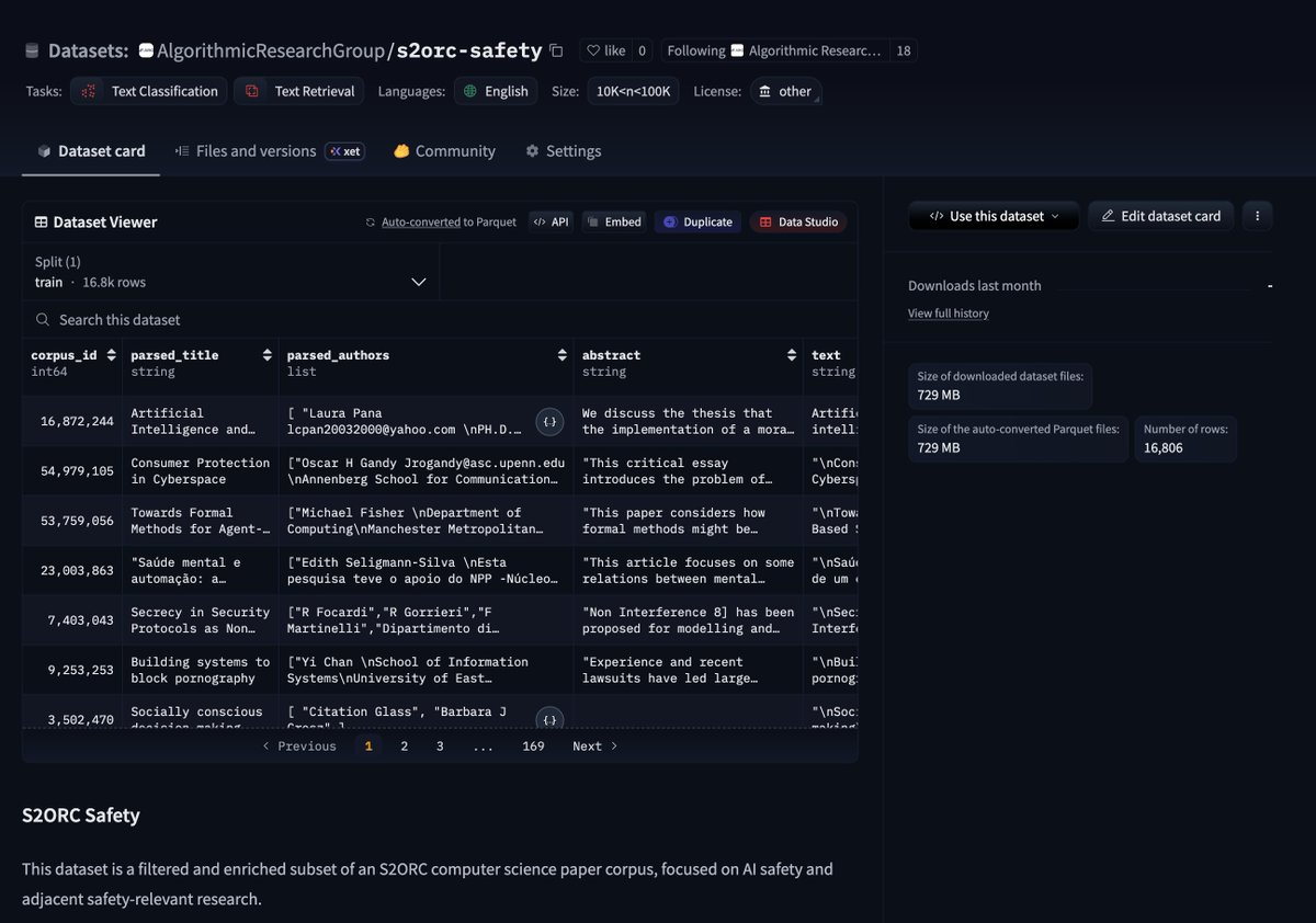 Algorithmic Research Group Releases s2orc-safety to Standardize 16,806 AI Safety Papers
