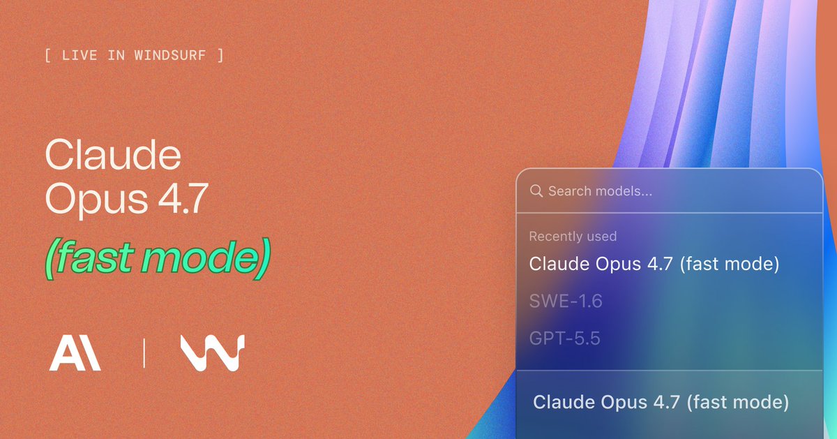 Windsurf Adds Claude Opus 4.7 Fast Mode to Accelerate Agentic Coding