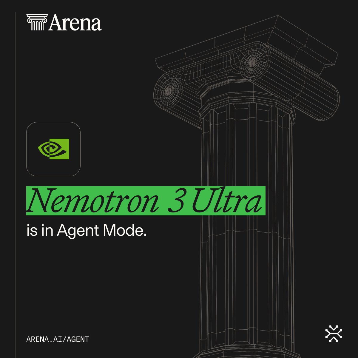 Arena, Nemotron 3 Ultra, is in Agent Mode., ARENA.AI/AGENT