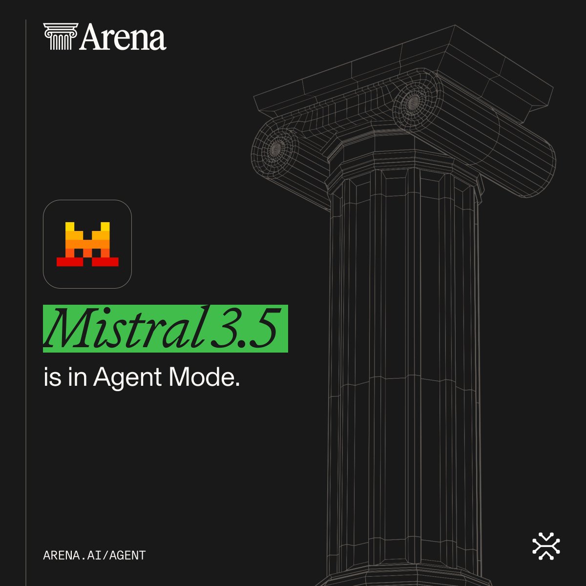 Arena Mistral 3.5 is in Agent Mode. ARENA.AI/AGENT