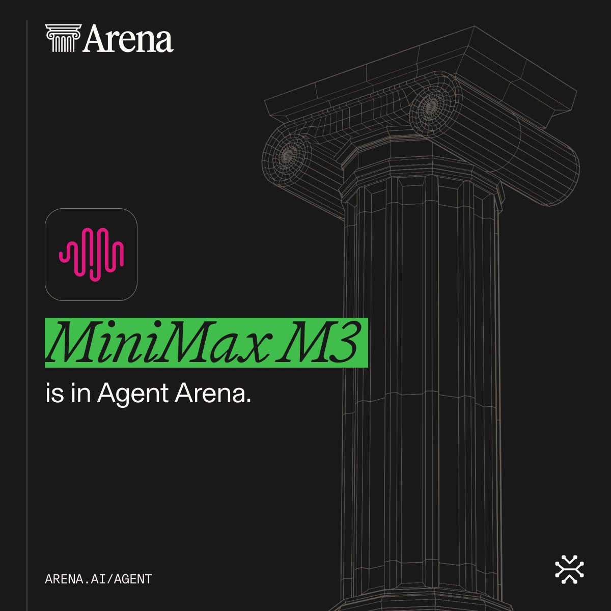 Arena; MiniMax M3 is in Agent Arena.; ARENA.AI/AGENT