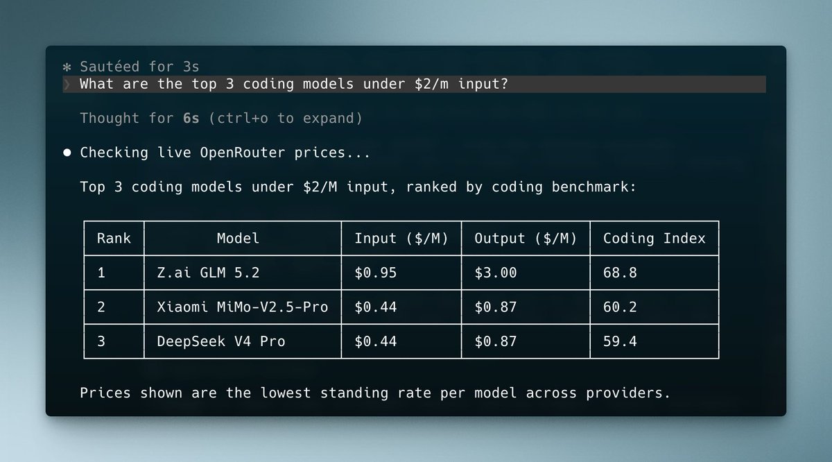 * Sautéed for 3s
> What are the top 3 coding models under $2/m input?