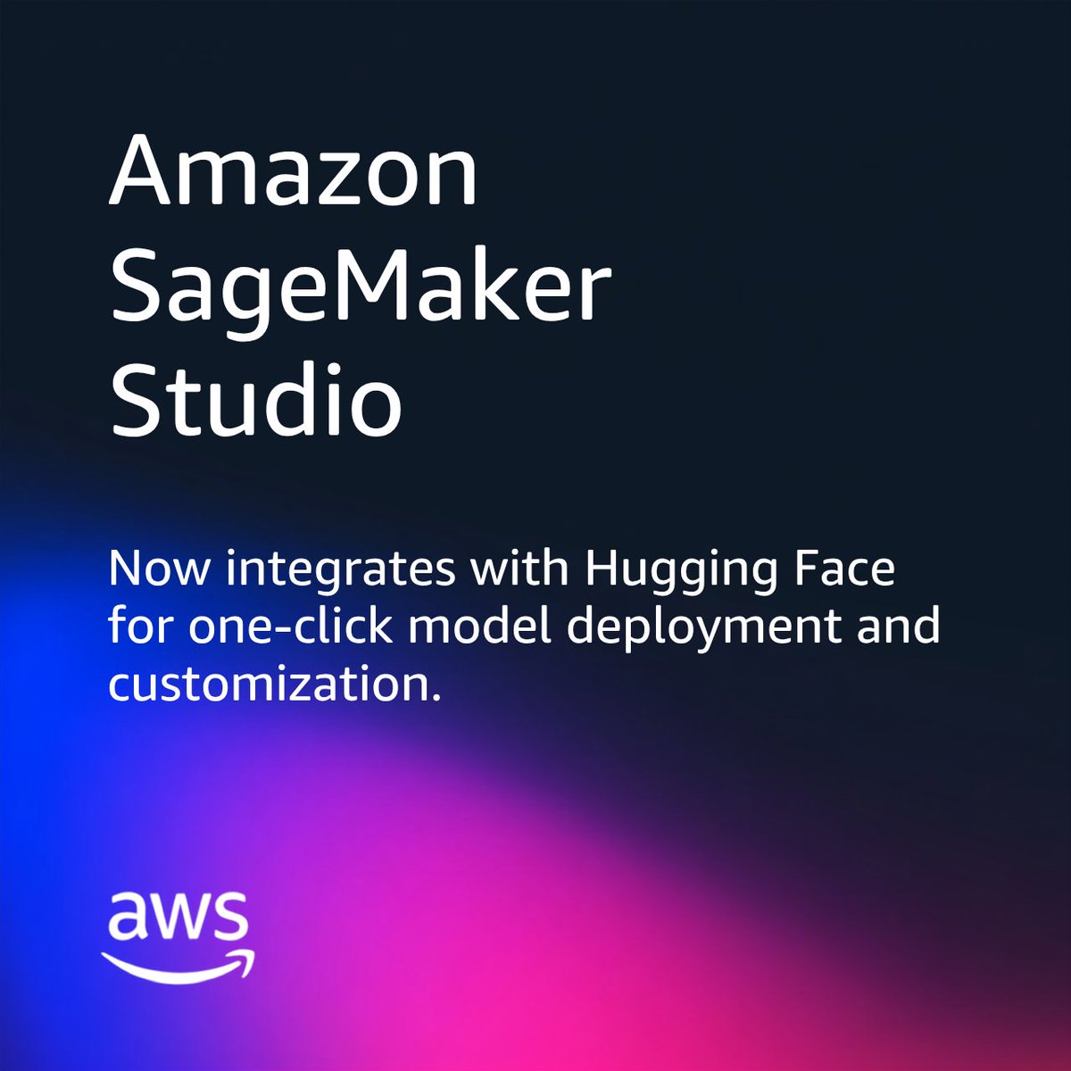 Amazon SageMaker Studio
Now integrates with Hugging Face for one-click model deployment and customization.
aws