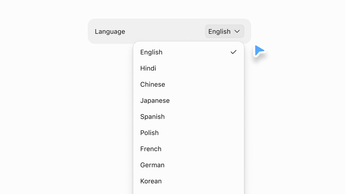 Language English English Hindi Chinese Japanese Spanish Polish French German Korean