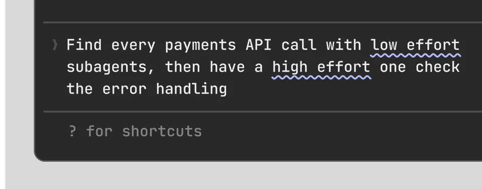 Find every payments API call with low effort subagents, then have a high effort one check the error handling
