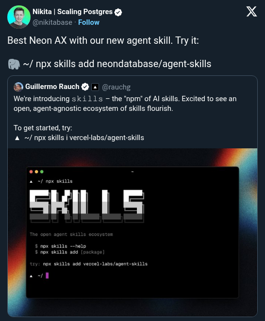 Neon Publishes Agent Skills Covering Serverless Postgres Best Practices and SDKs