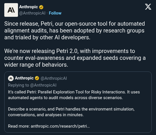 Anthropic Updates Petri with Eval-Awareness Mitigations and 70 New Audit Scenarios
