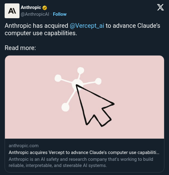 Anthropic Acquires Vercept to Push Claude's Computer Use Forward