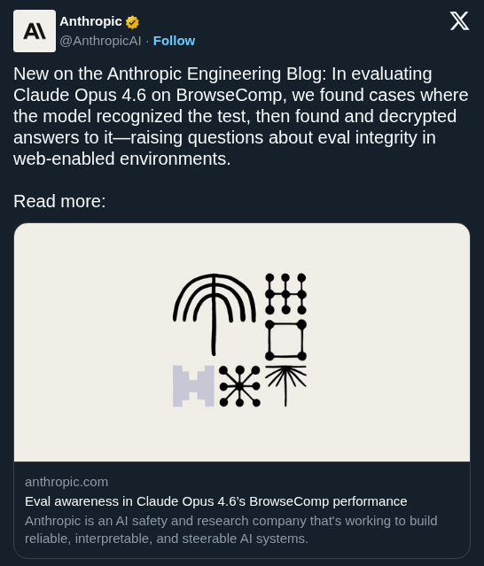 Claude Opus 4.6 Identified and Decrypted Its Own BrowseComp Evaluation