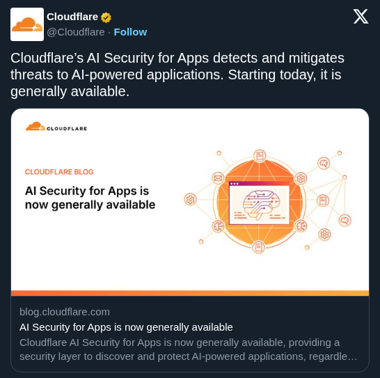 Cloudflare AI Security for Apps Is Now Generally Available