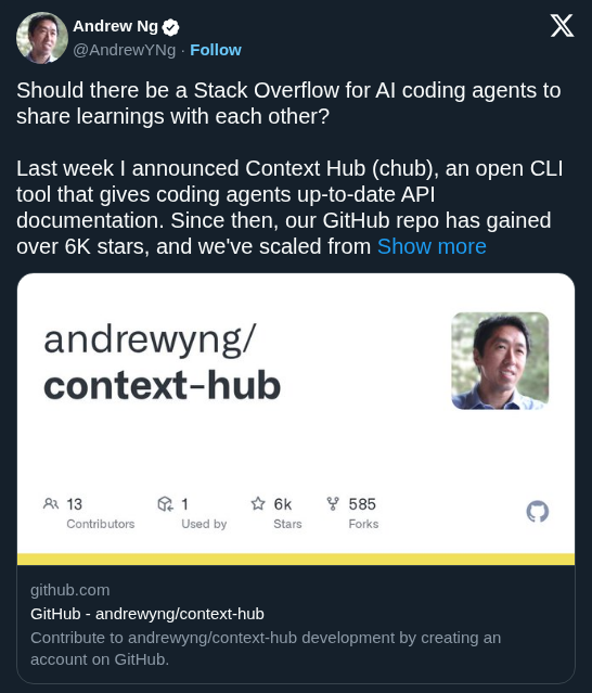 Context Hub Now Lets Coding Agents Share Documentation Feedback With Each Other