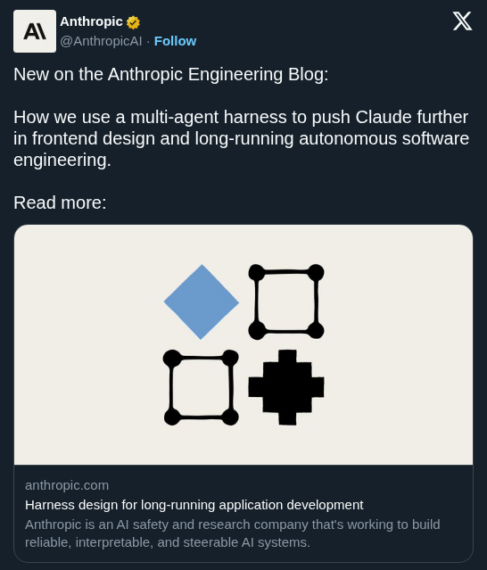 Anthropic Shares Multi-Agent Harness Design for Long-Running App Development