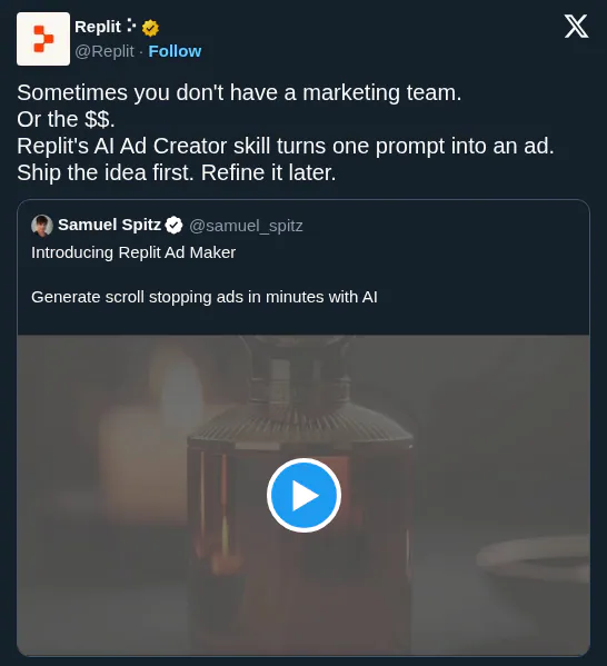 Replit AI Ad Creator Skill Generates Marketing Assets From Single Prompts