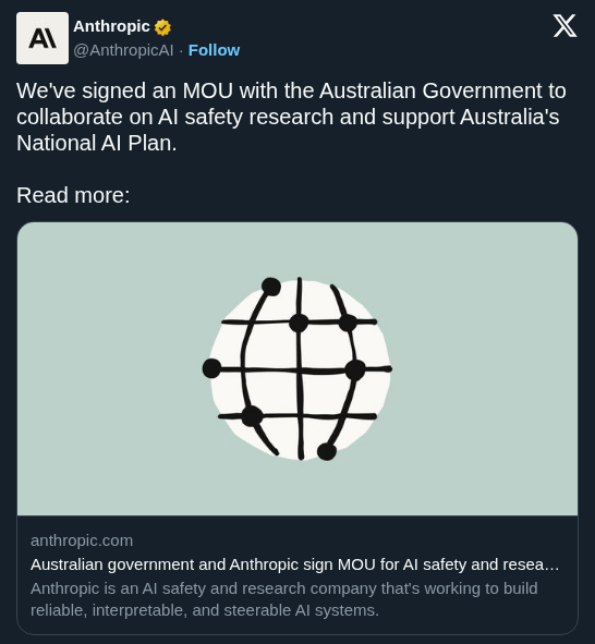 Anthropic Partners With Australia on National AI Safety and Infrastructure