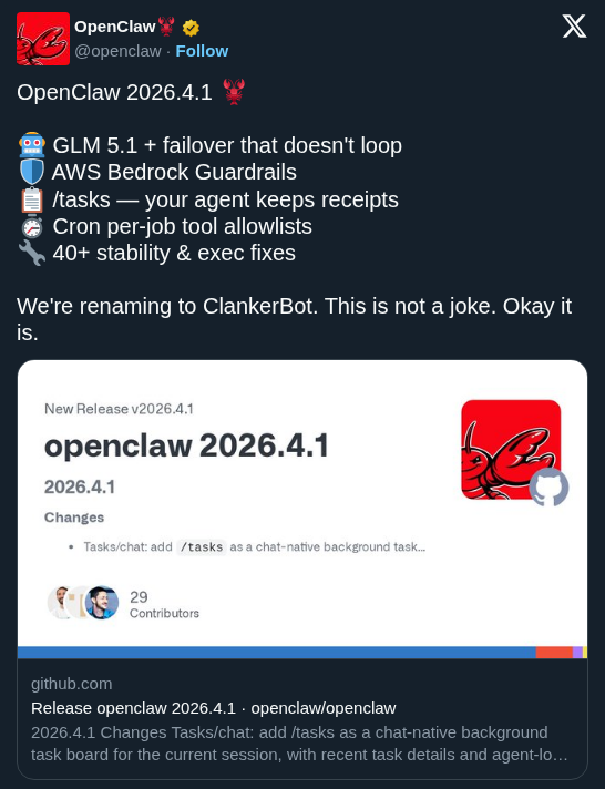 OpenClaw adds AWS Bedrock Guardrails and task tracking to its self-hosted agents