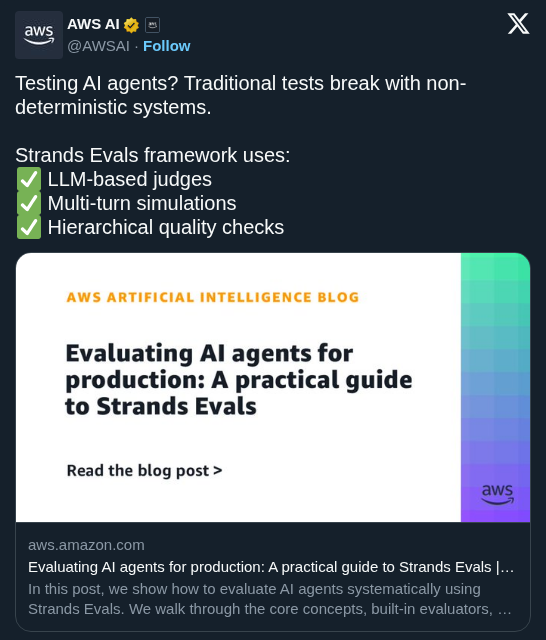 AWS Releases Strands Evals to Systematically Test Non-Deterministic AI Agents