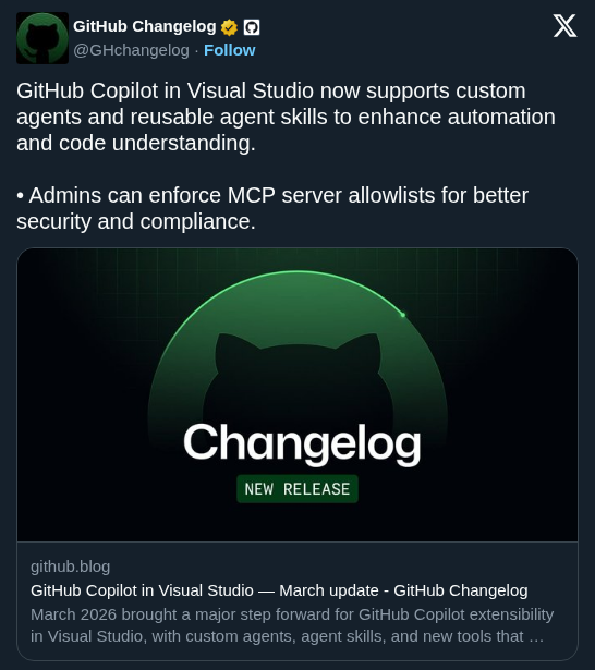 GitHub enables custom agents and reusable skills in Visual Studio