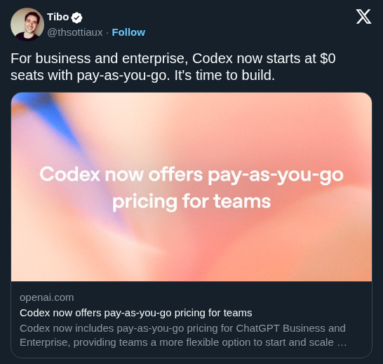 OpenAI launches zero dollar Codex seats to scale enterprise engineering pilots
