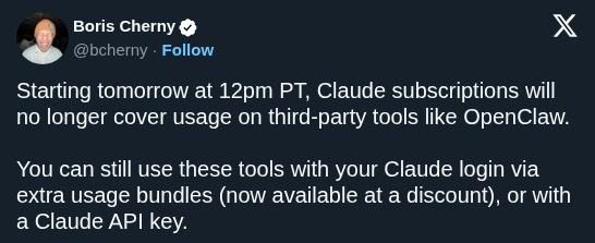 Anthropic Ends Third-Party Tool Support for Claude Subscriptions to Manage Capacity