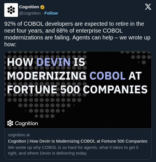 Cognition Deploys Devin to Automate Legacy COBOL Modernization for Fortune 500s
