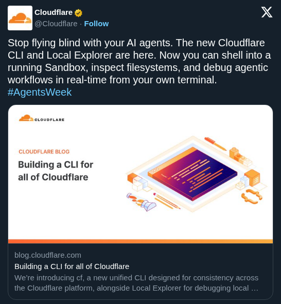 Cloudflare Launches Unified CLI and Local Explorer for Agentic Debugging