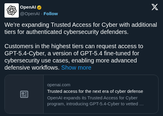 OpenAI Launches GPT-5.4-Cyber and Expands Verified Access for Defenders