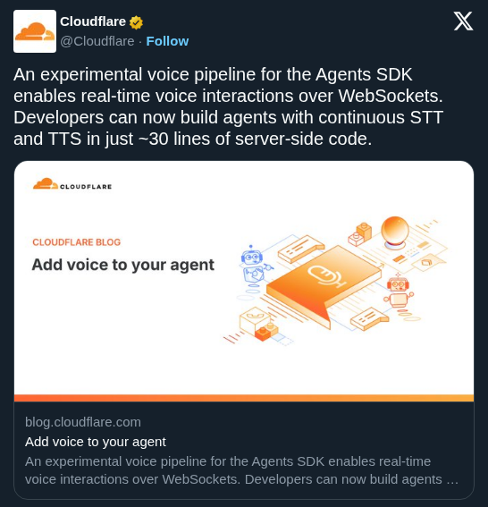 Cloudflare Launches Experimental Voice Pipeline for Real-Time Agent Interactions