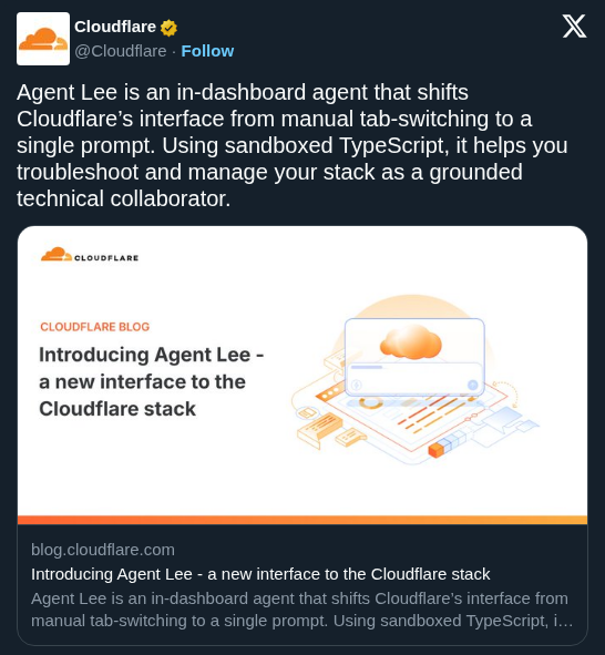 Cloudflare Launches Agent Lee to Manage Infrastructure via Natural Language Prompts
