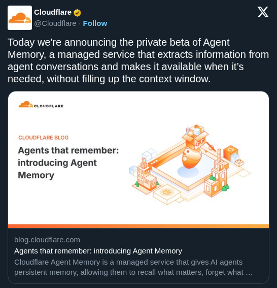 Cloudflare Launches Agent Memory to Give AI Agents Persistent Long Term State