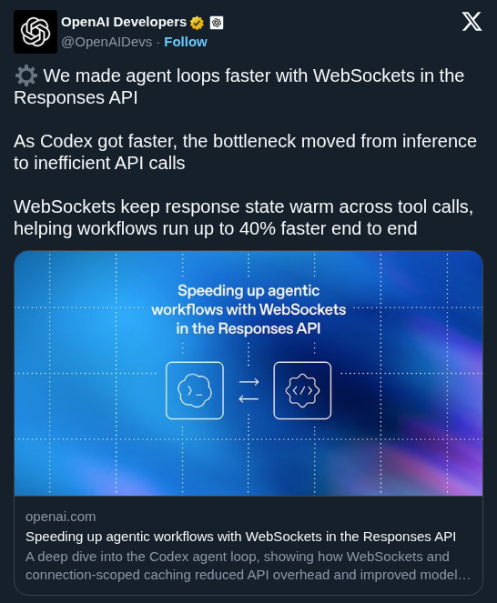 OpenAI Speeds Up Agentic Loops With Persistent WebSocket Connections