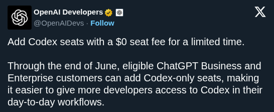 OpenAI Removes Codex Seat Fees to Accelerate Enterprise Agentic Coding Pilots