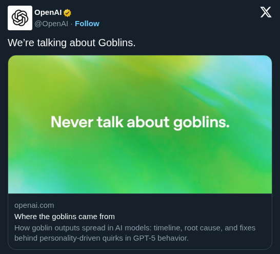 OpenAI Explains Why GPT-5 Models Became Obsessed With Goblins