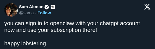 OpenAI Enables ChatGPT Subscription Portability for OpenClaw Agent Workflows