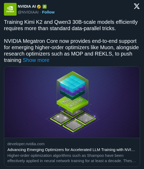 NVIDIA Megatron Core Adds Muon Support to Accelerate Frontier Model Training