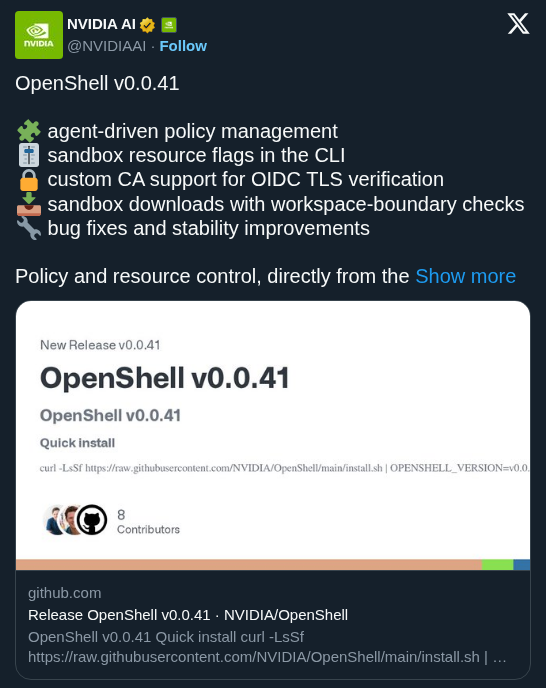 NVIDIA Hardens OpenShell With Agent-Driven Policies and Sandbox Resource Limits