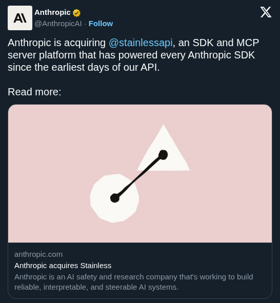 Anthropic Acquires Stainless to Scale Agent Connectivity Through Native SDKs