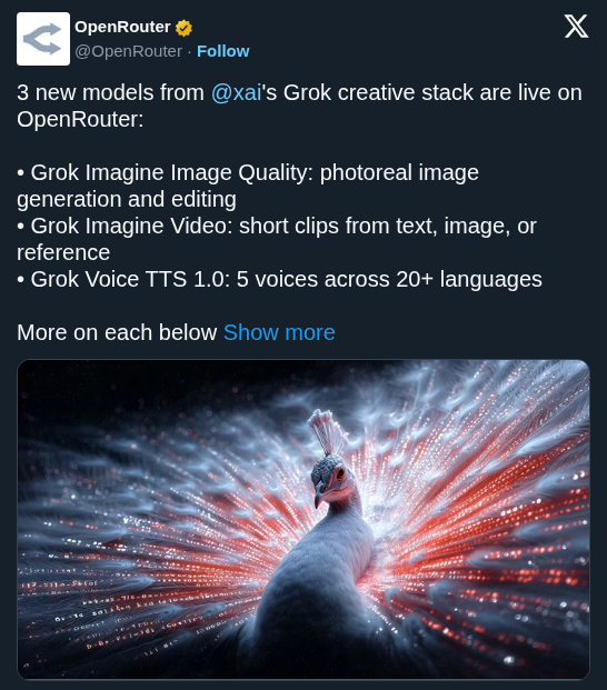 OpenRouter Adds xAI Creative Stack for Unified Video and Voice Generation