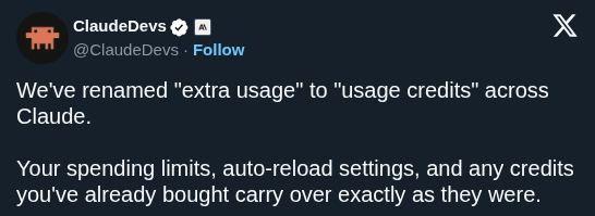 Anthropic Rebrands Extra Usage as Credits to Power Claude Fast Mode