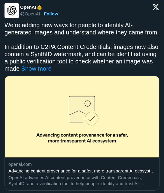 OpenAI Adds SynthID Watermarks and Public Verification to AI Images