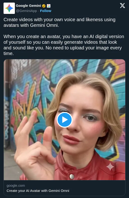 Google Gemini Launches Persistent AI Avatars to Generate Personalized Video Content