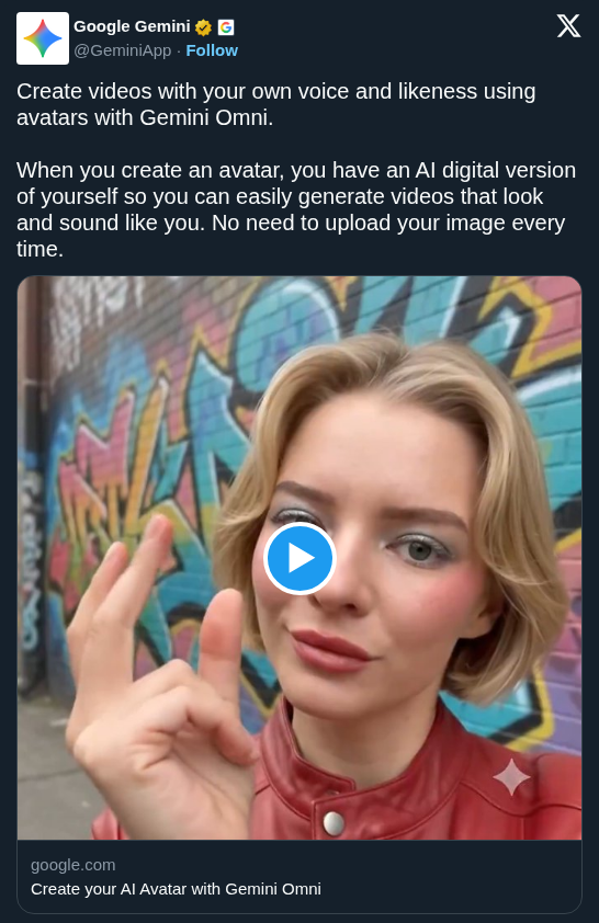 Google Gemini Launches Persistent AI Avatars to Generate Personalized Video Content