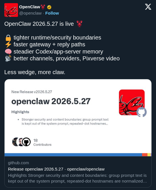 OpenClaw Hardens Security Boundaries and Stabilizes Agentic Coding Runs