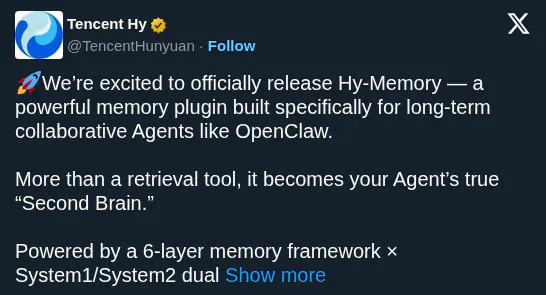 Tencent Hunyuan's Hy-Memory Gives Agents Evolving Long-Term Understanding