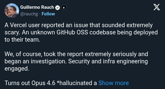 Vercel CEO Reveals Agent Hallucinated Repo ID and Deployed Unknown Codebase